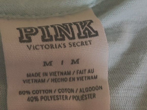 Pink Victorias Secret Women Short Sleeve TShirt Light Blue SZ Medium Pocket - Picture 6 of 7